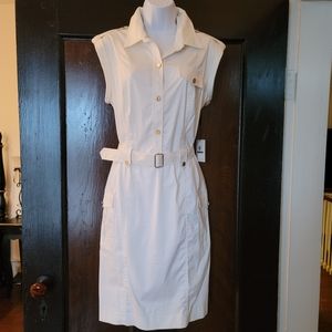 NWT Calvin Klein white cargo shirt dress